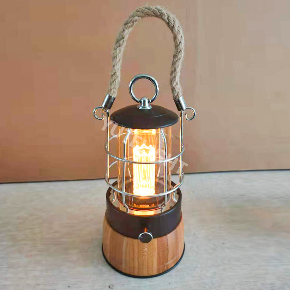 modern design antique camping lantern with bamboo material
